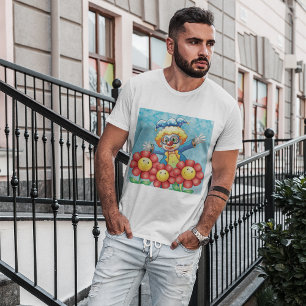 Glad Clown och Leende Blommor T Shirt