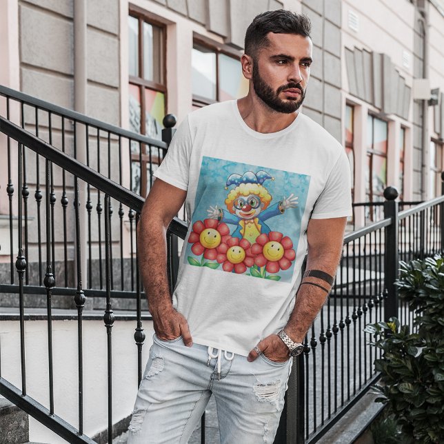 Glad Clown och Leende Blommor T Shirt (Skapare uppladdad)