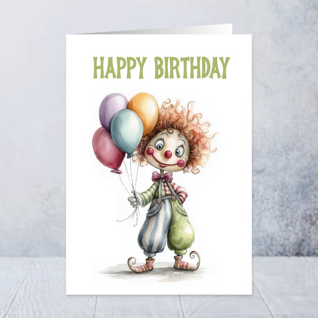 Glad Clown som Håller Ballonger Födelsedag Kort (Skapare uppladdad)