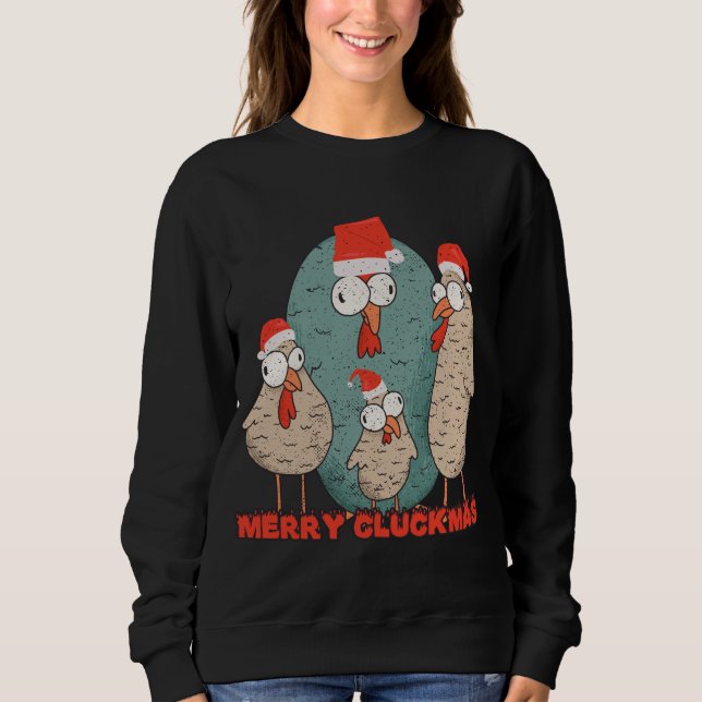 Glad Cluckmas - Galna Julhöns T Shirt (Framsida)