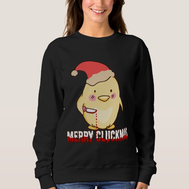 Glad Cluckmas, Rolig Julkyckling T Shirt (Framsida)