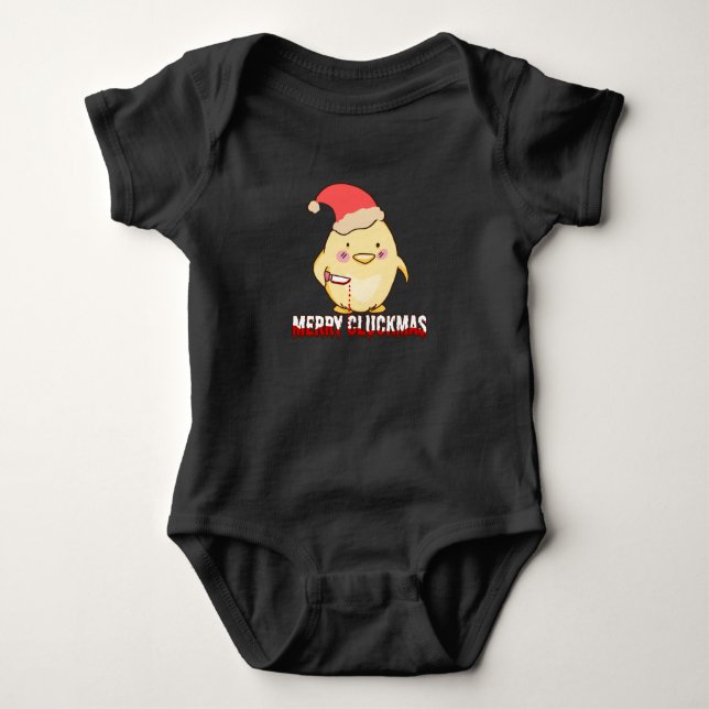 Glad Cluckmas, Rolig julkyckling T Shirt (Framsida)