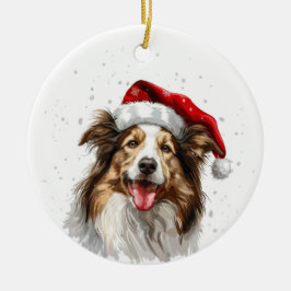 Glad Colley Hund Jul Personlig Julgransprydnad Keramik