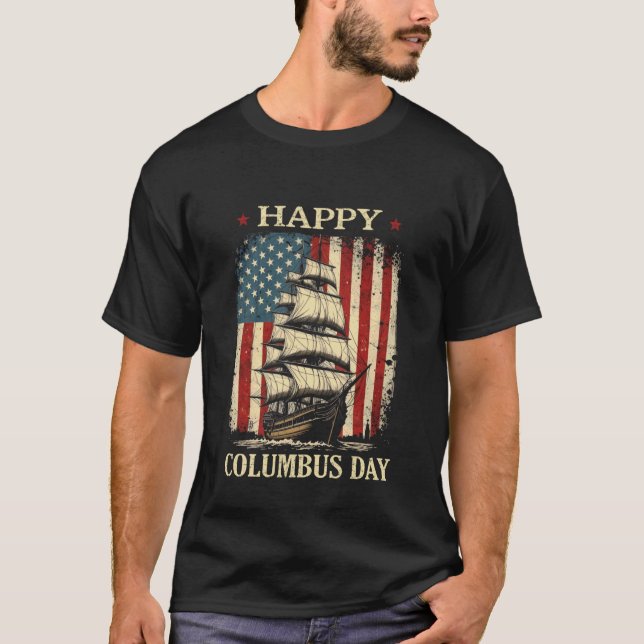 Glad Columbus Day Design Christopher Columbus Ita T Shirt (Framsida)