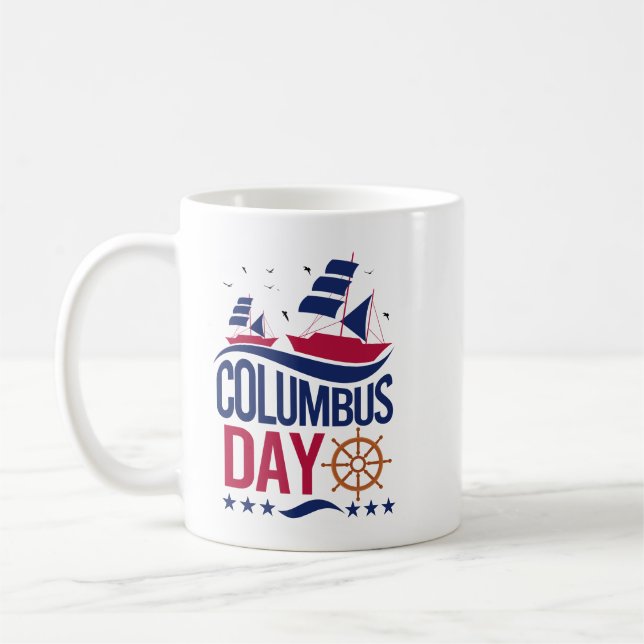 Glad Columbus Day-mugg – Firar historia Kaffemugg (Vänster)