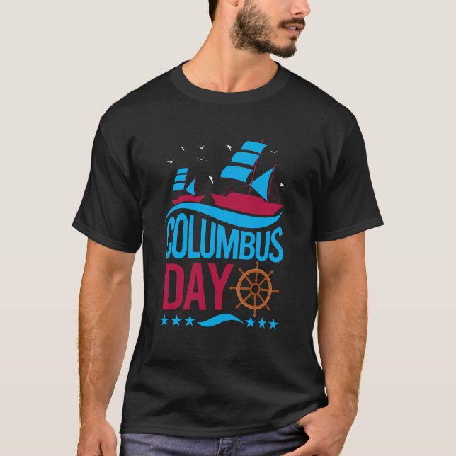 Glad Columbus Day T-shirt – Djärv, Patriotisk (Framsida)