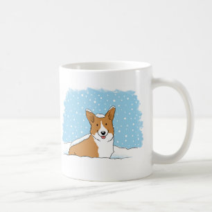 Glad Corgi i Snön Söt Vinter Semester Hund Kaffemugg