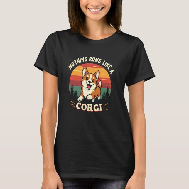 Glad Corgi Inget Springar Som T-Shirt (Framsida)