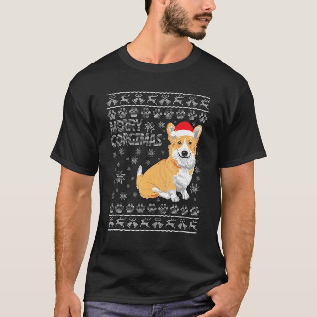 Glad Corgimas ful jul Corgi T Shirt (Framsida)