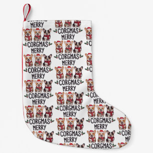 Glad Corgmas Santa Hatt Jul Corgi Hund Mamma Liten Julstrumpa
