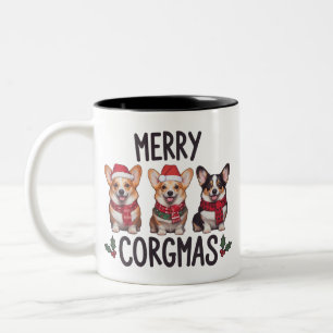 Glad Corgmas Santa Hatt Jul Corgi Hund Mamma Två-Tonad Mugg