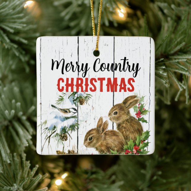 Glad Country Jul Namn Tillägg Ornament (Träd)