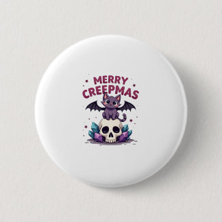Glad Creepmas Katt Pastell Goth Jul Dödskalle T-Sh Knapp