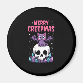 Glad Creepmas Katt Pastell Goth Jul Dödskalle T-Sh Magnet