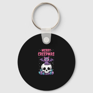 Glad Creepmas Katt Pastell Goth Jul Dödskalle T-Sh Nyckelring