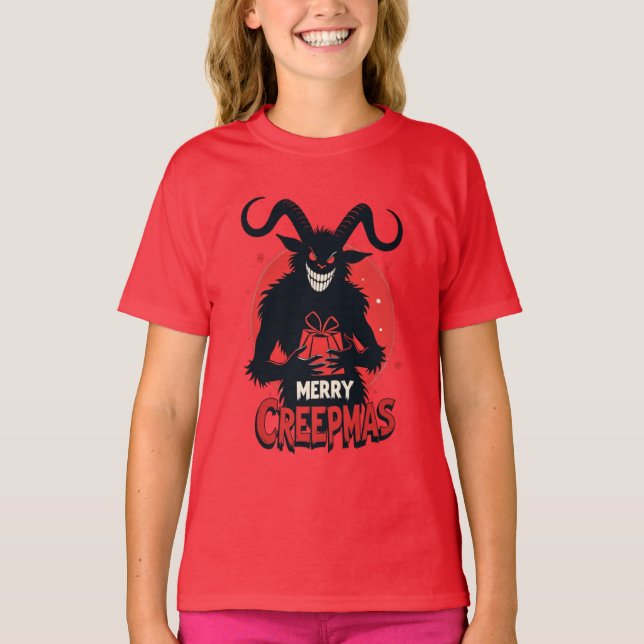 Glad Creepmas Krampus Helgdag T Shirt (Framsida)