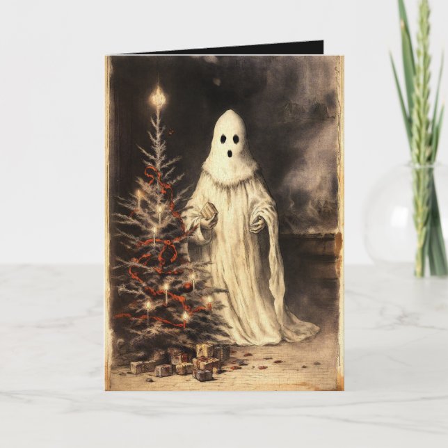 Glad Creepmas Kuslig Spök Gothic Retro Kort (Framsida)