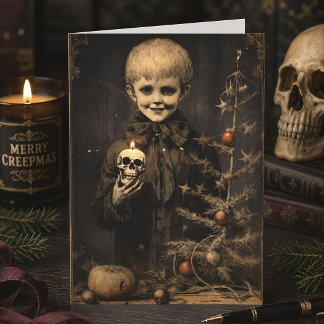 Glad Creepmas Kuslig Victorinsk Pojke Gotisk Kort