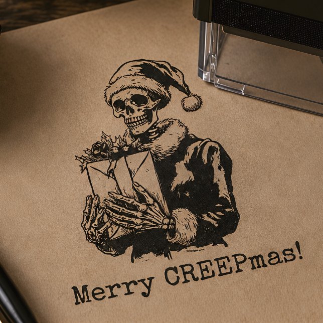 Glad Creepmas Skelett Gotisk Jul Självfärgande Stämpel (Skapare uppladdad)