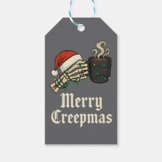 Glad Creepmas Skelett Med Kaffe Presentetikett