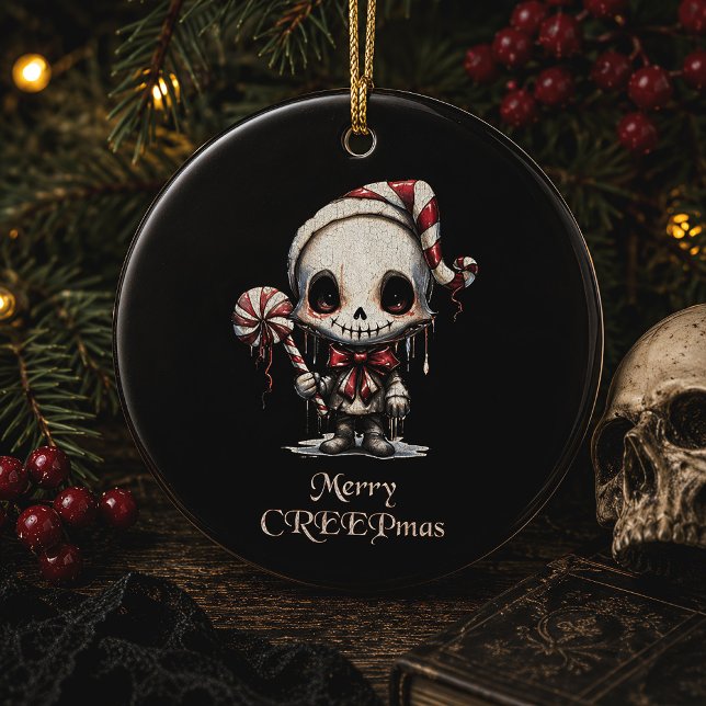 Glad Creepmas Söt Skelett Spöklik Jul Julgransprydnad Keramik (Skapare uppladdad)