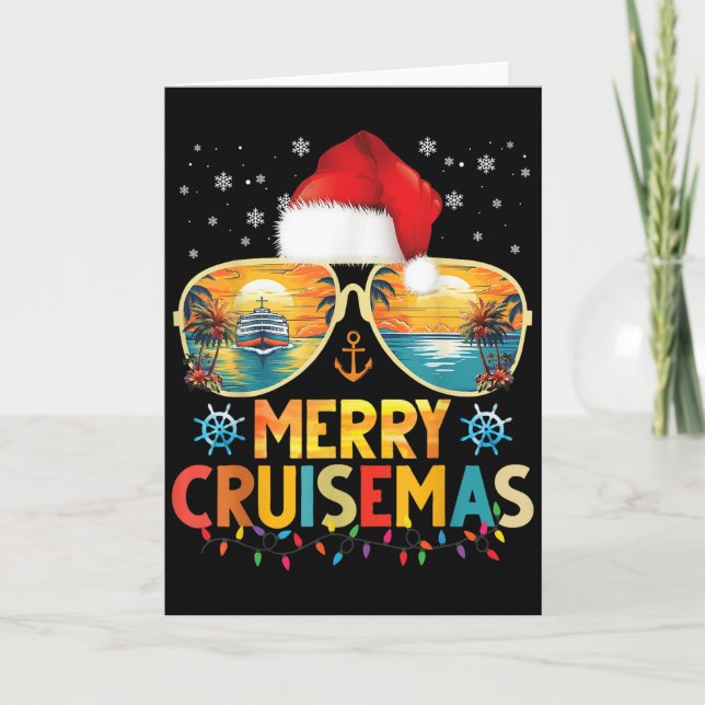 Glad Cruisemas Santa Hatt Retro Kryssningsfartyg J Kort (Framsida)