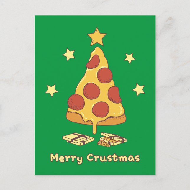 Glad Crustmas - Pizza Jul Vykort (Framsida)