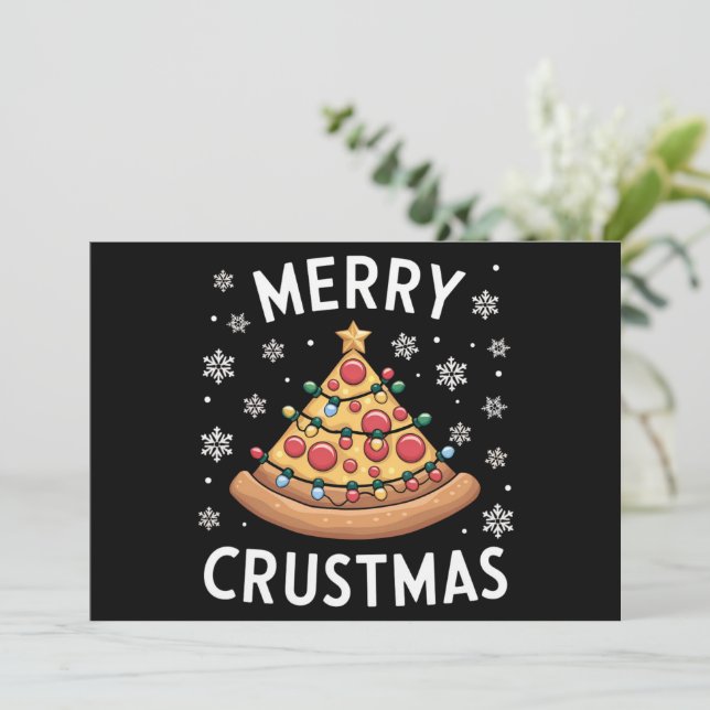 Glad Crustmas Pizza Julgran Xmas Julpresenter  Julkort (Stående Fram)