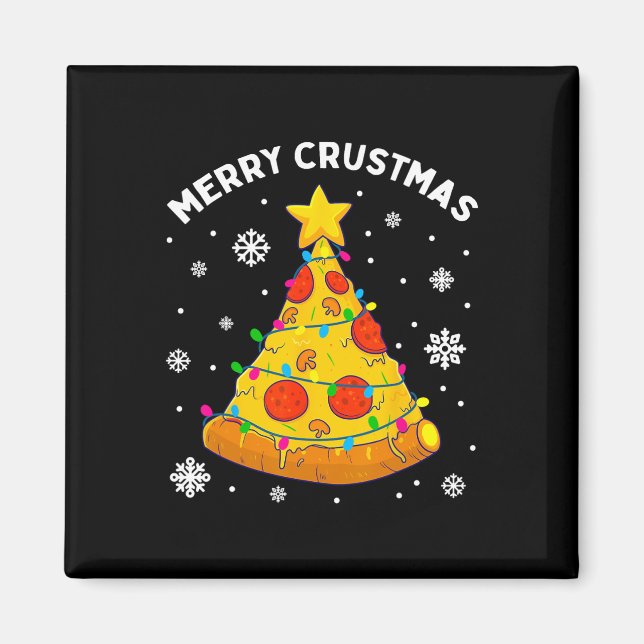 Glad Crustmas Pizza Julgran Xmas presenter Barn Magnet (Framsidan)