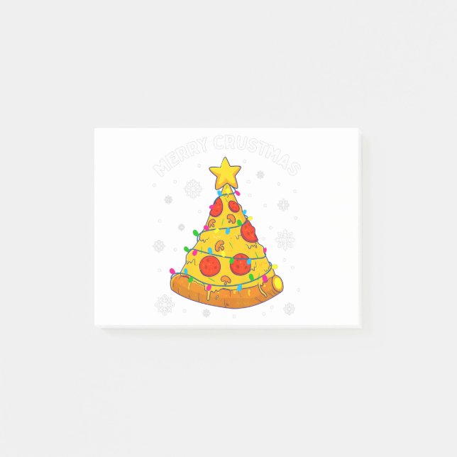 Glad Crustmas Pizza Julgran Xmas presenter barn Post-it Block (Framsida)