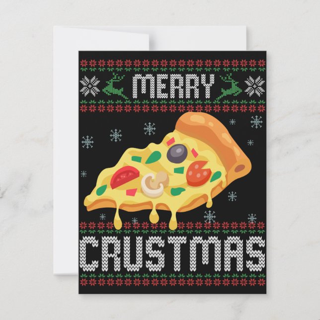 Glad Crustmas Rolig Jul Pizza Ful Jultröja Anteckningskort (Framsida)