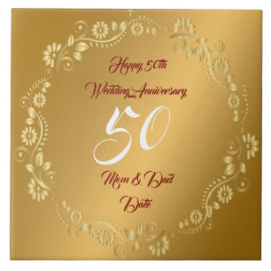 Glad Customize Guld 50-årsjubileum Kakelplatta