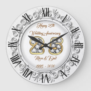 Glad Customize Silver 25-årsjubileum Stor Klocka