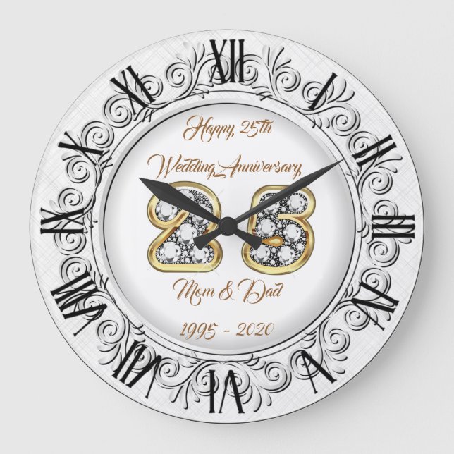 Glad Customize Silver 25-årsjubileum Stor Klocka (Framsida)