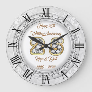 Glad Customize Silver 25-årsjubileum Stor Klocka