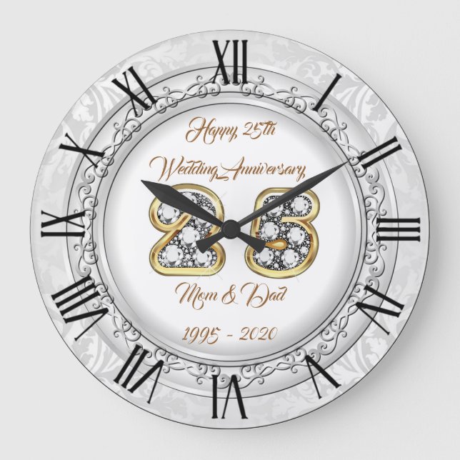 Glad Customize Silver 25-årsjubileum Stor Klocka (Framsida)