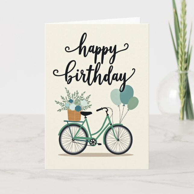 Glad cykelfödelsedagspresent kort (Framsida)