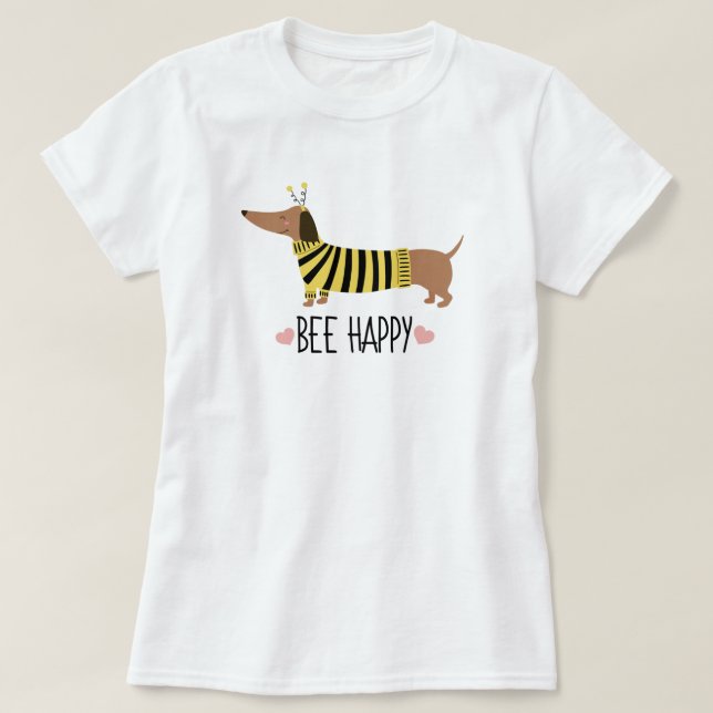 Glad Dachshund Humla T-Shirt (Design framsida)