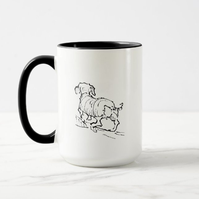 Glad Dachshund-mugg – Korvhund Kaffe Mugg (Vänster)
