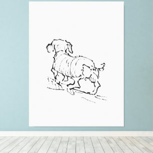 Glad Dachshund  – Tecknad Sausage Hund Canvastryck
