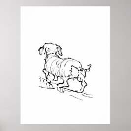 Glad Dachshund – Tecknad Sausage Hund Poster
