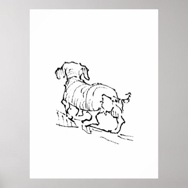 Glad Dachshund  – Tecknad Sausage Hund Poster (Framsidan)