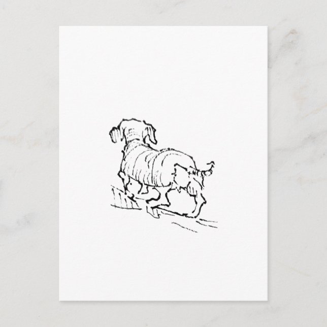 Glad Dachshund  – Tecknad Sausage Hund Vykort (Framsida)