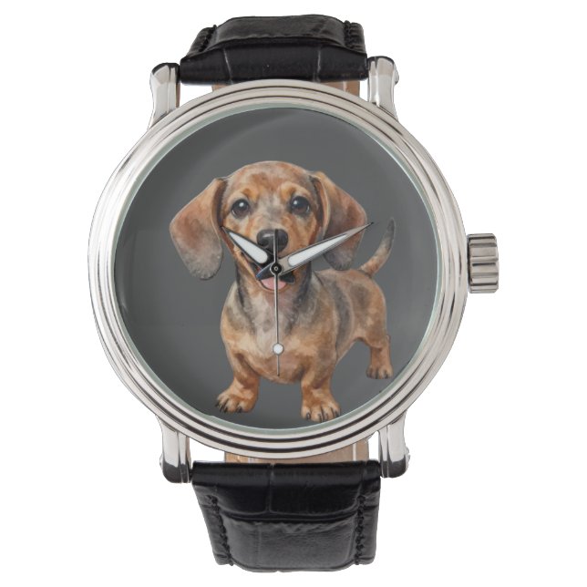 Glad dachshund-valp armbandsur (Framsida)