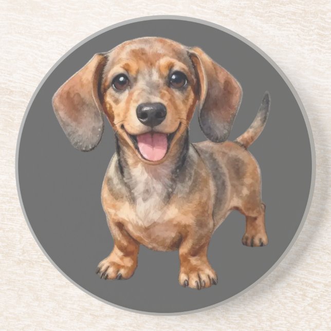 Glad dachshund-valp underlägg (Framsidan)