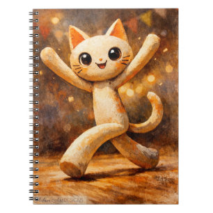 Glad Dansande Katt Whimsical Konst Anteckningsbok