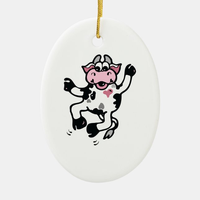 Glad Dansande Ko Julgransprydnad Keramik (Framsidan)