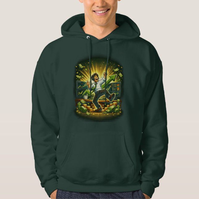Glad Dansande Trader Bullish Marknad Hoodie (Framsida)