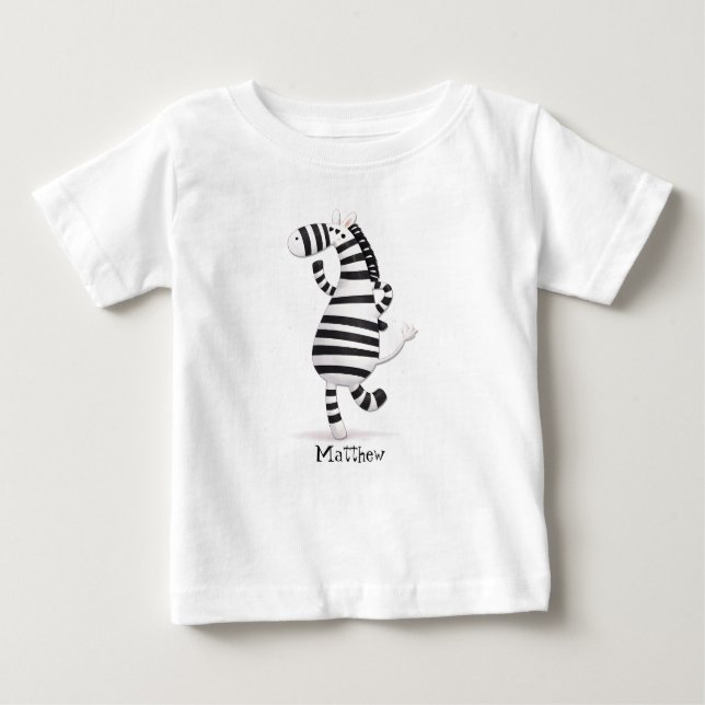 Glad Dansande Zebra Nyfödd Baby T Shirt (Framsida)