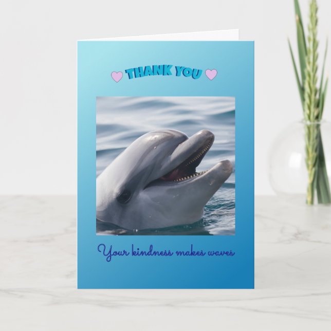 Glad delfin hav  tack kort (Framsida)
